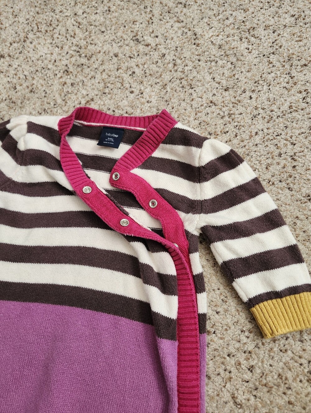 GAP Striped Cream & Brown with Purple Bottom Knit Jumpsuit - Picture 3 of 4
